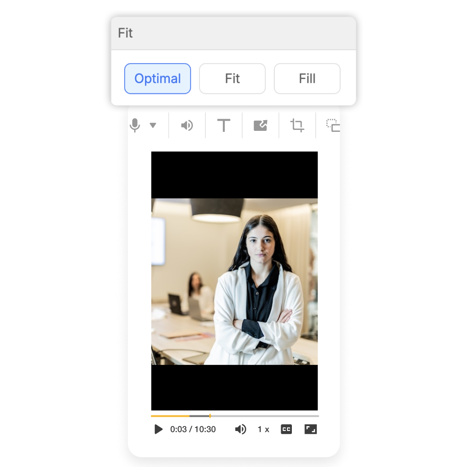 Visla video aspect ratio set to Optimal mode showing a well-centered frame for professional use.